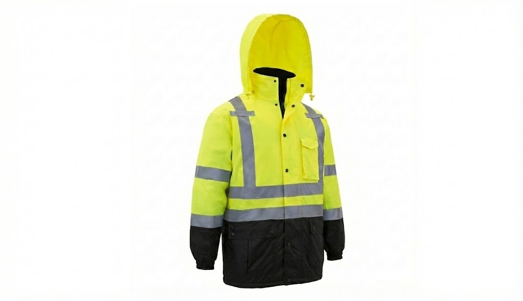 Waterproof & Snow-Proof Safety Jacket with Hood | Lemon and Black